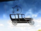 CLASSIC OLD BIKE AND CAR Removable and Reusable Vinyl Window Cling 4 X 4 Inches FREE SHIPPING! - Look Up Dummy!™