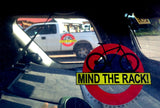 MIND THE RACK REVERSE IMAGE Removable and Reusable Vinyl Window Cling 5 X 5 Inches FREE SHIPPING! - Look Up Dummy!™